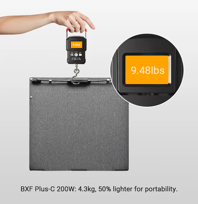 BXFPlus-C 200W 4.3kg, 50% lighter for portability.